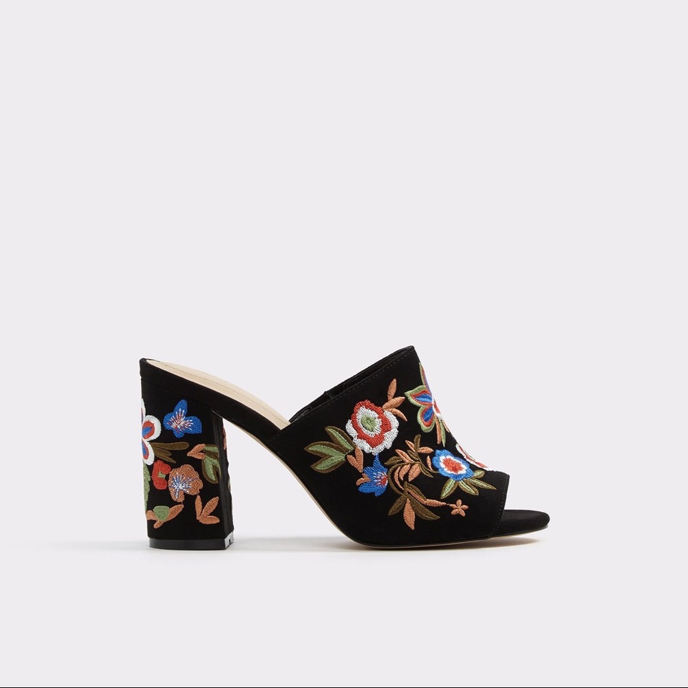 Yaessi Embroided also mule heels/ sandals